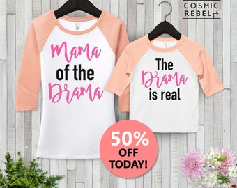 Mama to the Drama Baseball Tee | Kids Toddler Raglan T Shirt | Mom Daughter Outfits | Mother's Day Gift | The Drama Is Real | Mommy and me