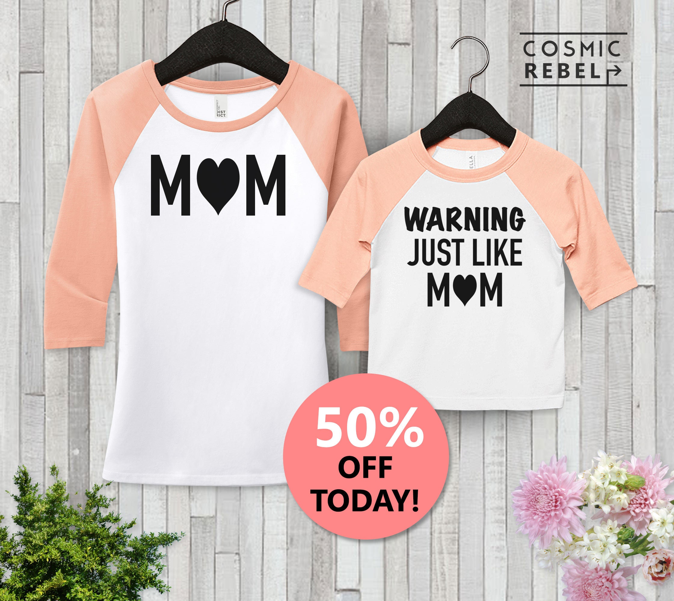 Mother's Day Gift Mom and Daughter Matching Warning Just Like Mom Baseball Tee Mother Daughter Outfits Kids Toddler Raglan T Shirt