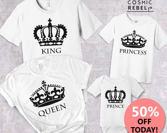 King and Queen Family T Shirts | Royal Family Cute Family Tee | Kids Toddler T Shirt | Daddy Mommy and Me | Mother's Father's Day Gift