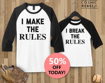 Break The Rules Make The Rules Matching Baseball Tee | Daddy & Me | Kids Toddler Raglan T Shirt | Matching Dad And Son | Father's Day Gift