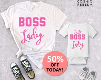 Boss Lady Little Boss Matching Tee | Mom and Baby Girl | Baby Bodysuit | Mother's Day Gift | Mother's Day Kids | Mom and Baby Girl
