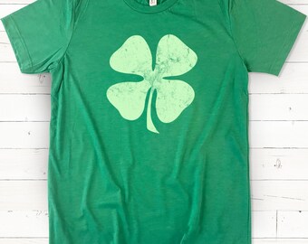 St Patricks Day 4 Leaf Clover Shamrock Four Womens Shirt Paddys Day Unisex Green tee St Pattys Day Shirt