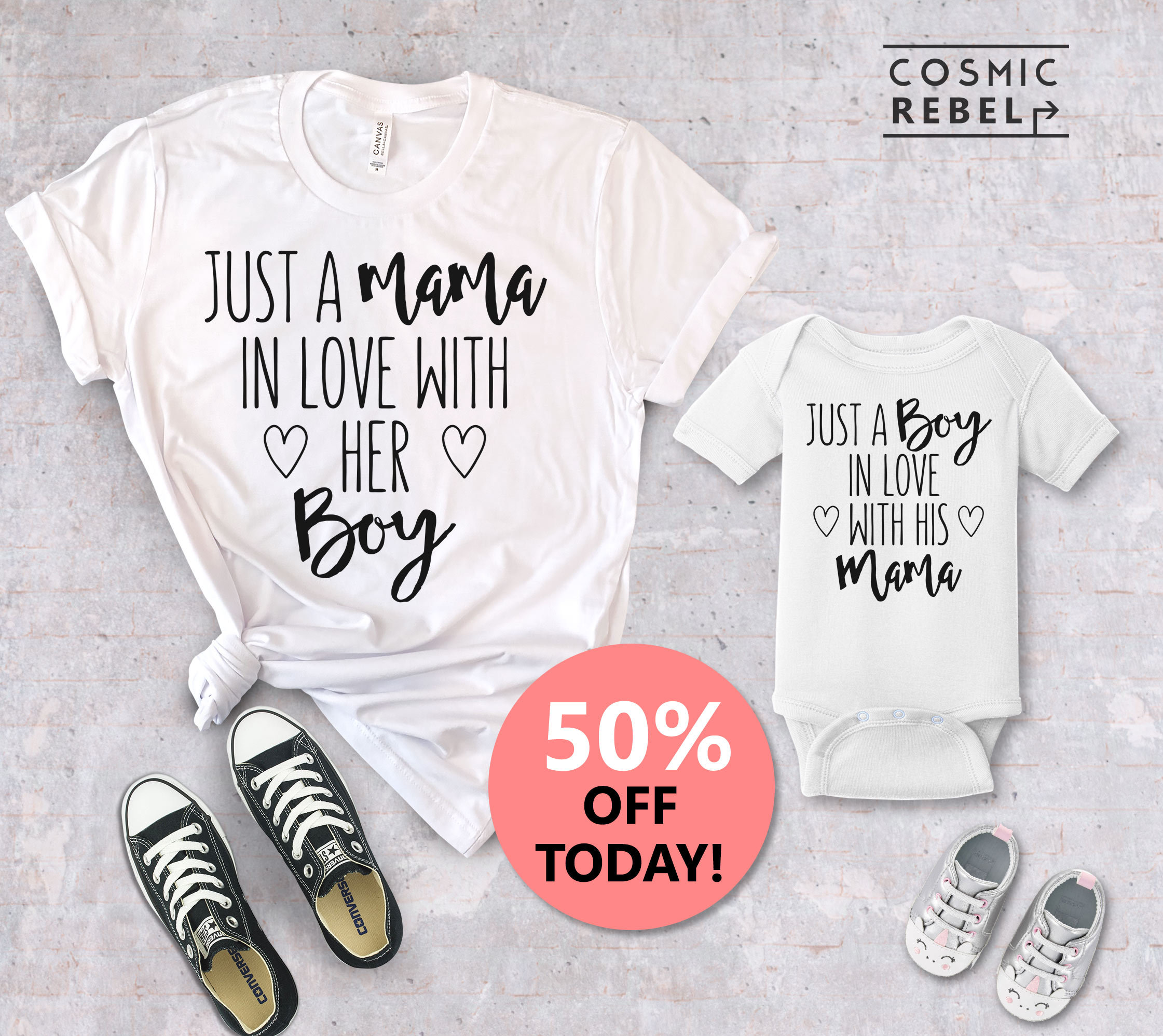 Just a Boy in Love with his Mama Matching Tee | Mom and Baby Boy | Ba…
