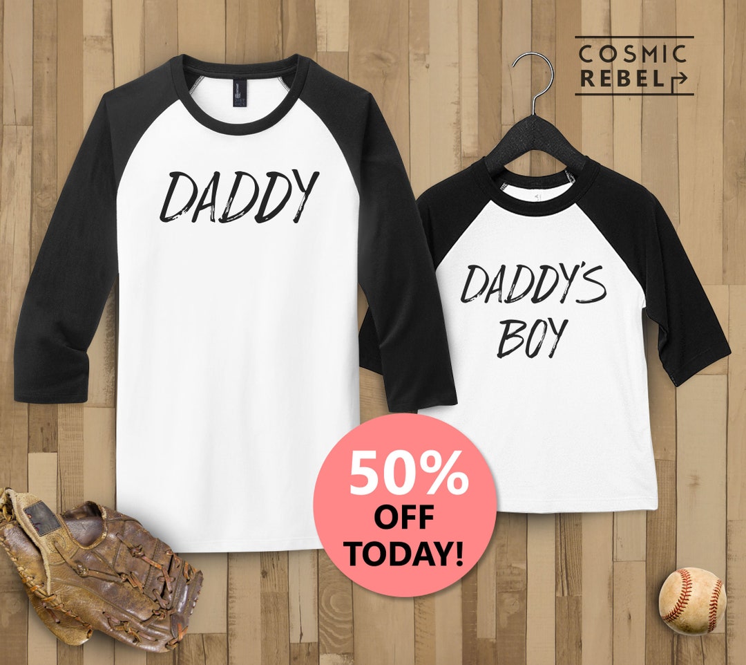 Daddy and Daddy's Boy Matching Baseball Tee Cute Daddy & Me Kids ...