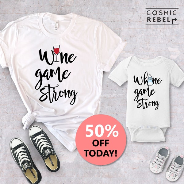 Wine Game Strong Whine Game Strong Tee  | Cute Mommy & Me | Kids Toddler Raglan TShirt | Matching Mom Daughter | Mother's Day Gift