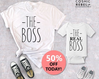 The Boss The Real Boss Matching Tee  | Mom and Baby | Baby Bodysuit | Mother's Day Gift | Mother's Day Kids | Mommy and Me Shirt