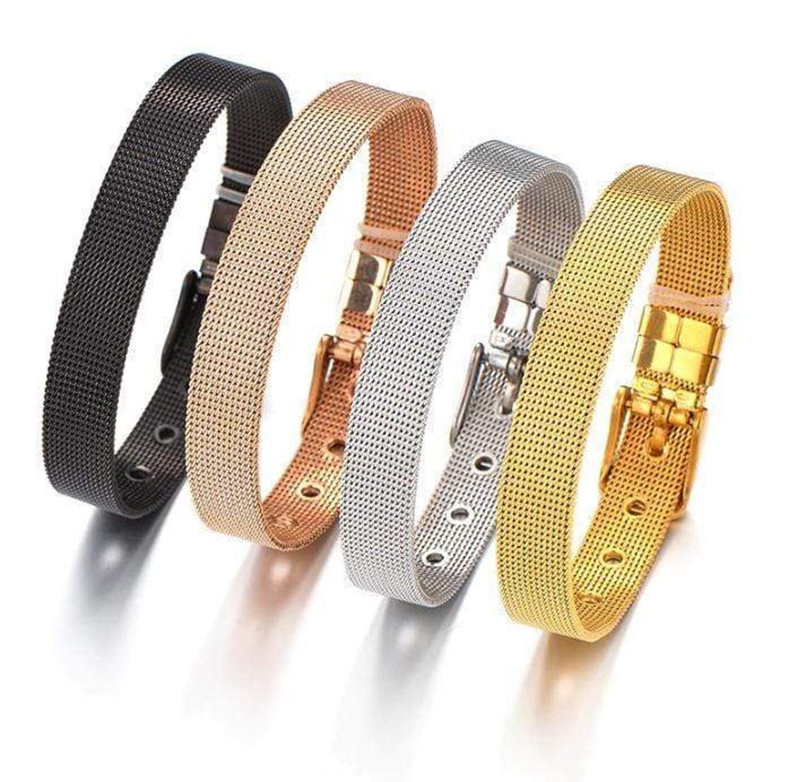 Stainless Steel Slider Bracelet Rose Gold Etsy