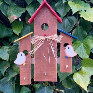 Hanging bird house key, lanyard, jewelry hook wall hanging