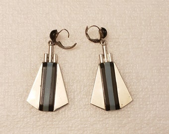 UNUSUAL-Vintage French Art Deco Style Galalith/Bakelite Earrings
