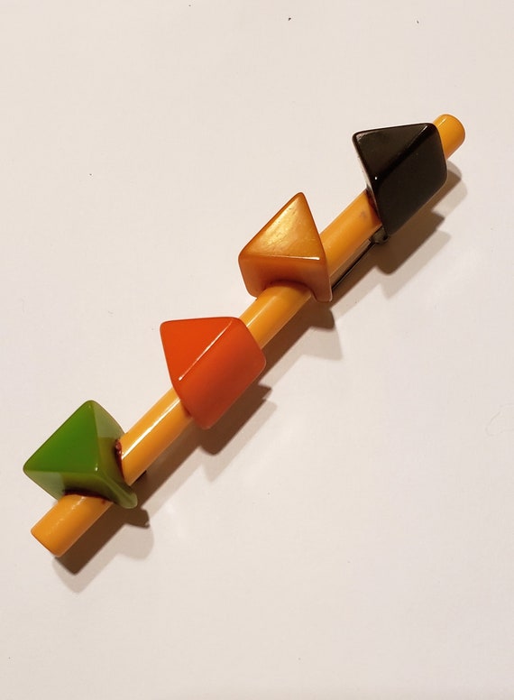 RARE-Vintage Bakelite Geometric Bar Pin
