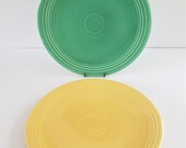 Set of 2-12 Inch Fiesta Chop Plates-Yellow, Green 1930s