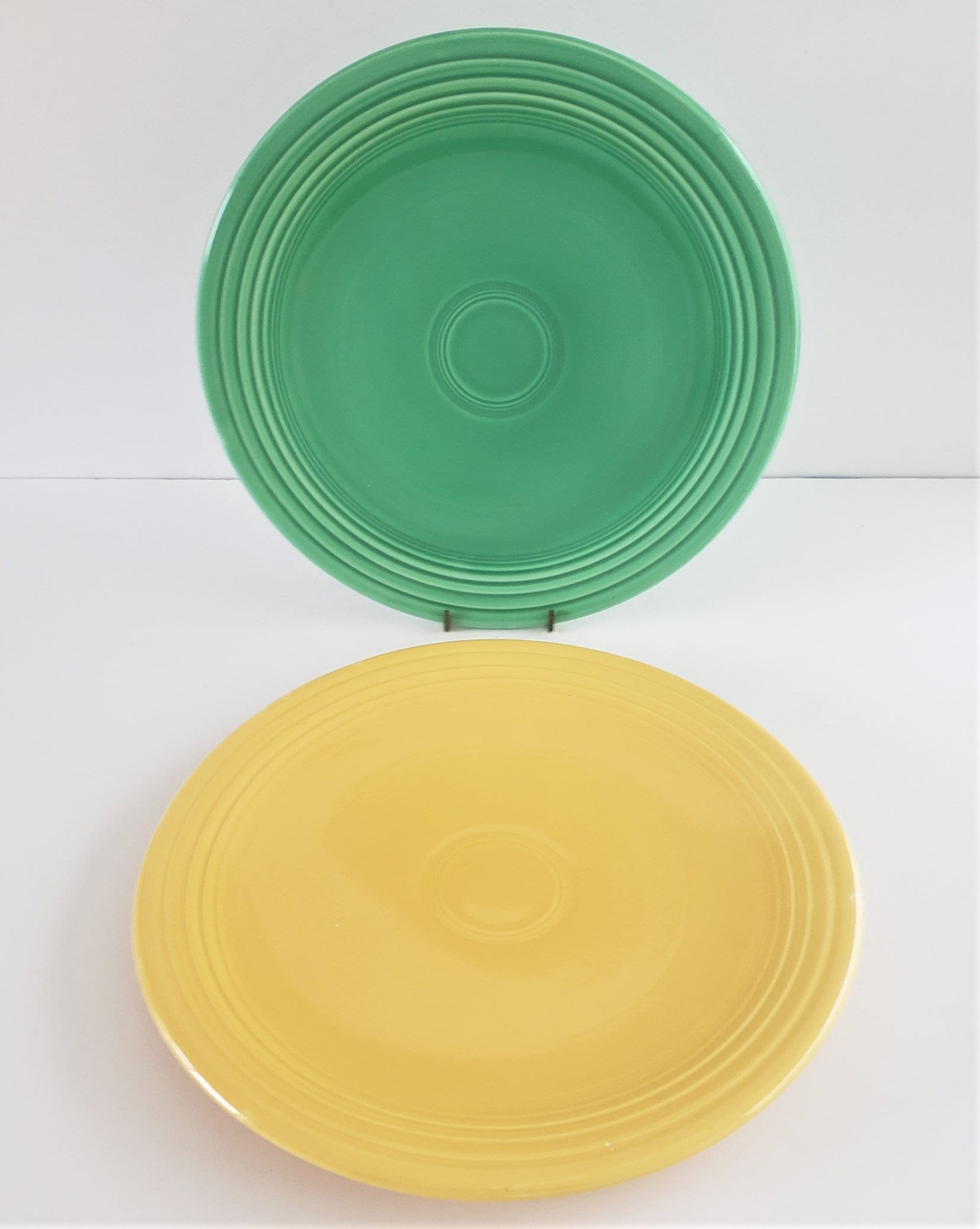 Set of 2-12 Inch Fiesta Chop Plates-yellow, Green 1930s India - Main Image