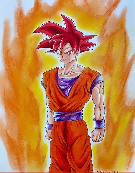 Super Saiyan God Goku Traditional Anime Drawing Room Decoration