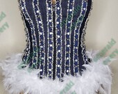 Distressed Denim rhinestone studded corset