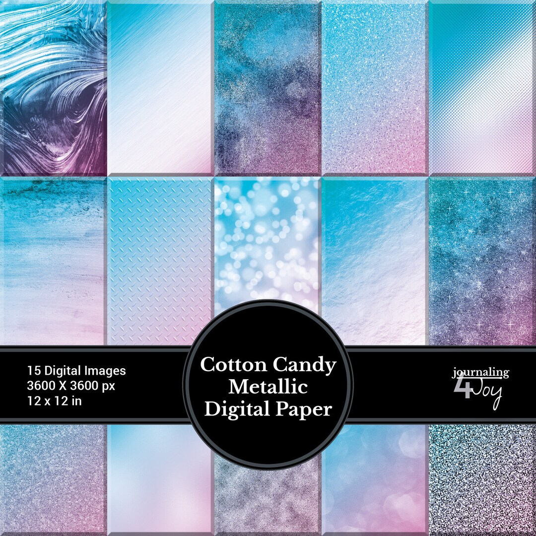 Cotton Candy Metallic Digital Paper, Backgrounds, Foil, Textures ...