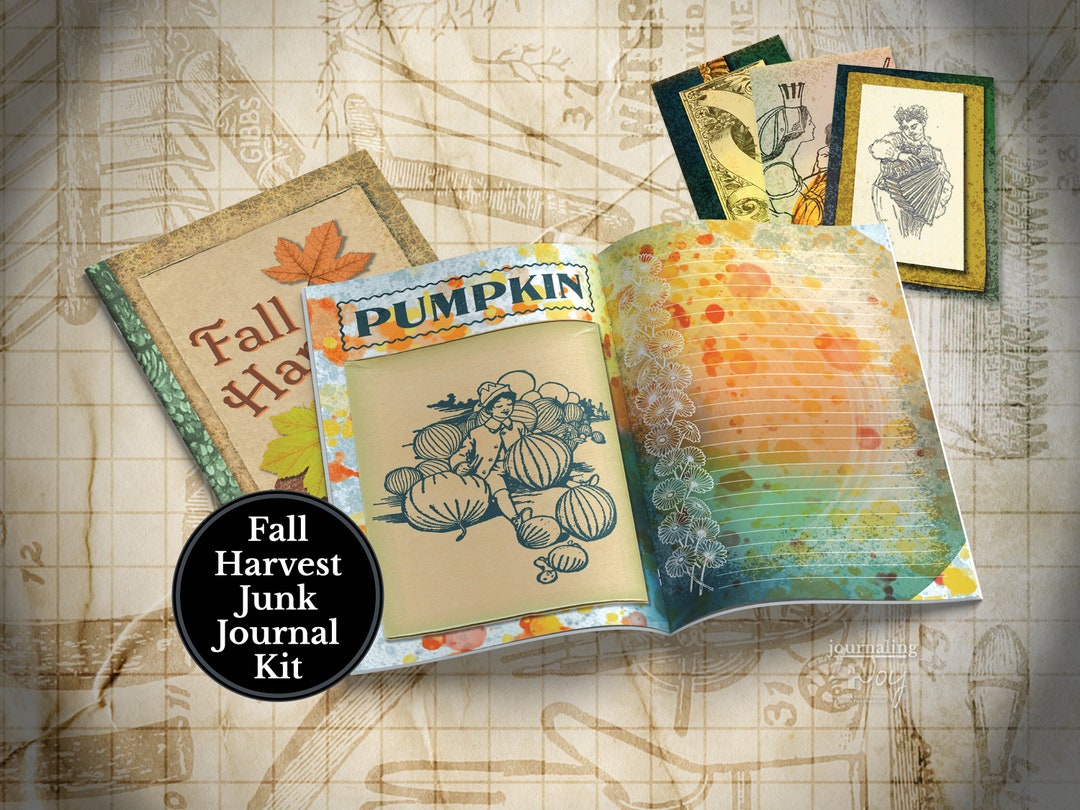 Autumn Junk Journal Kit: Fall Harvest Printable, Ephemera Tags (digital ...