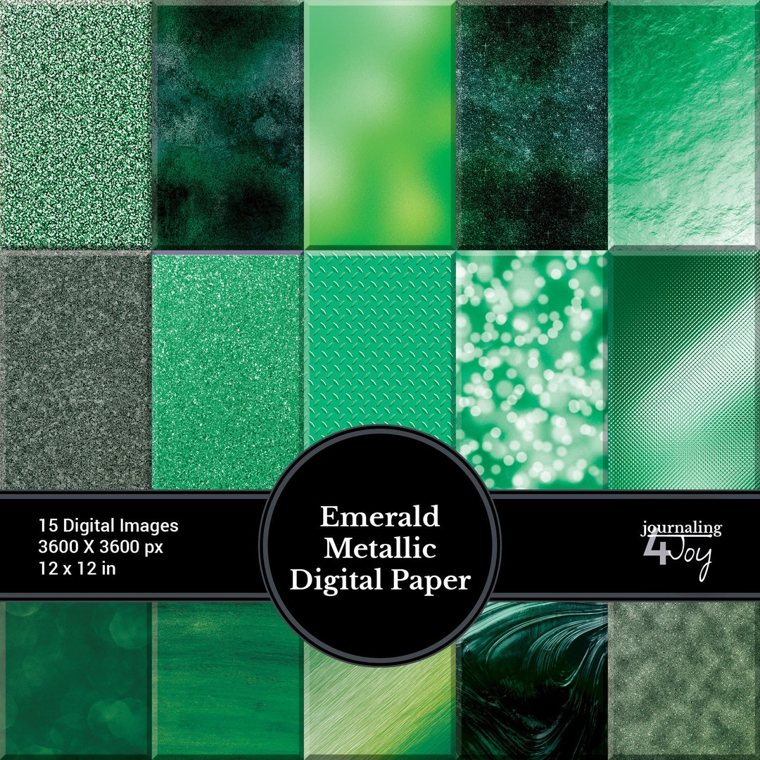 Beautiful Emerald Paper Green Metallic Printable Etsy