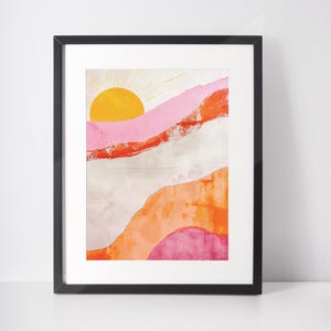 Abstract Sun Wall Art Print Orange and Pinks
