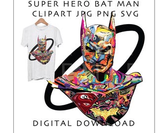 Colorful Superhero Inspired Pop Art PNG | Comic Style Hero Bust Sublimation Design | Vibrant Abstract Hero Artwork Digital Download