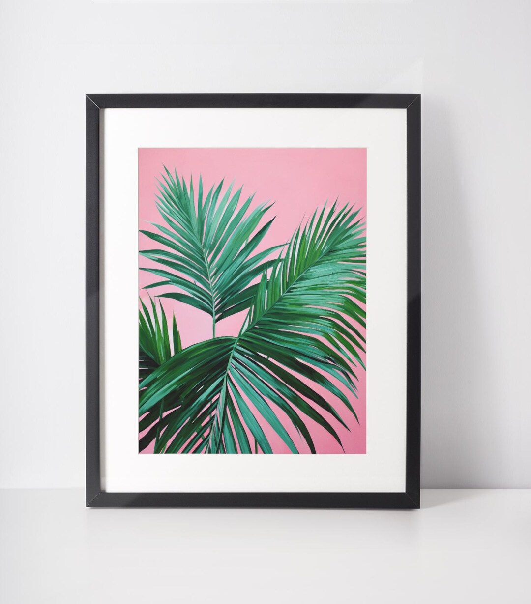 Palm Leaves on Pink Wall Art Print - Etsy