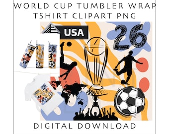 USA Soccer World Cup 2026 Tumbler Wrap PNG | World Cup USA Shirt Design | Football Sublimation  | Skinny Tumbler Wrap | Digital Download