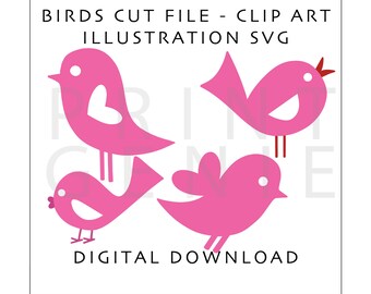 Garden Bird SVG Cut Files Clipart Digital Download