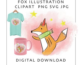 Cute Winter Woodland Fox Clipart | Christmas Fox PNG - Holiday Animal Sublimation Design | Digital Download