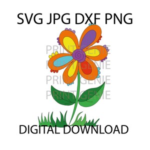 Cartoon Blume SVG PNG JPG Dxf Digital Download Dateien Bunte Blume Helle Blume