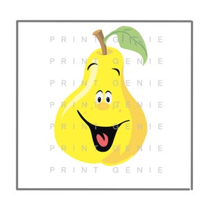 Pera SVG PNG Download digitale File Kawaii viso carino frutta