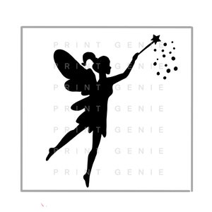 Silhouette de fée Svg Png Jpg fichier de découpe clip art Téléchargement numérique instantané Fée avec baguette