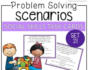 Orthophonie à télécharger : ensemble de scénarios de résolution de problèmes sociaux 2 - Compétences essentielles en matière d'amitié (fiches de tâches imprimables)