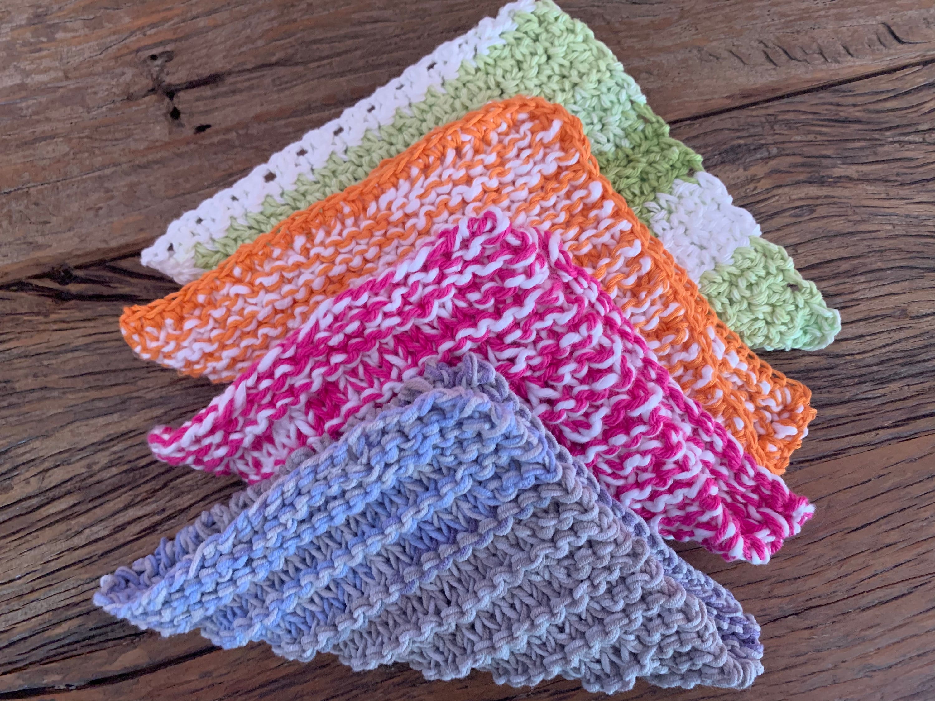 Hand Knitted Dishcloths Cotton Washcloths Dish Cloths Wash Etsy
