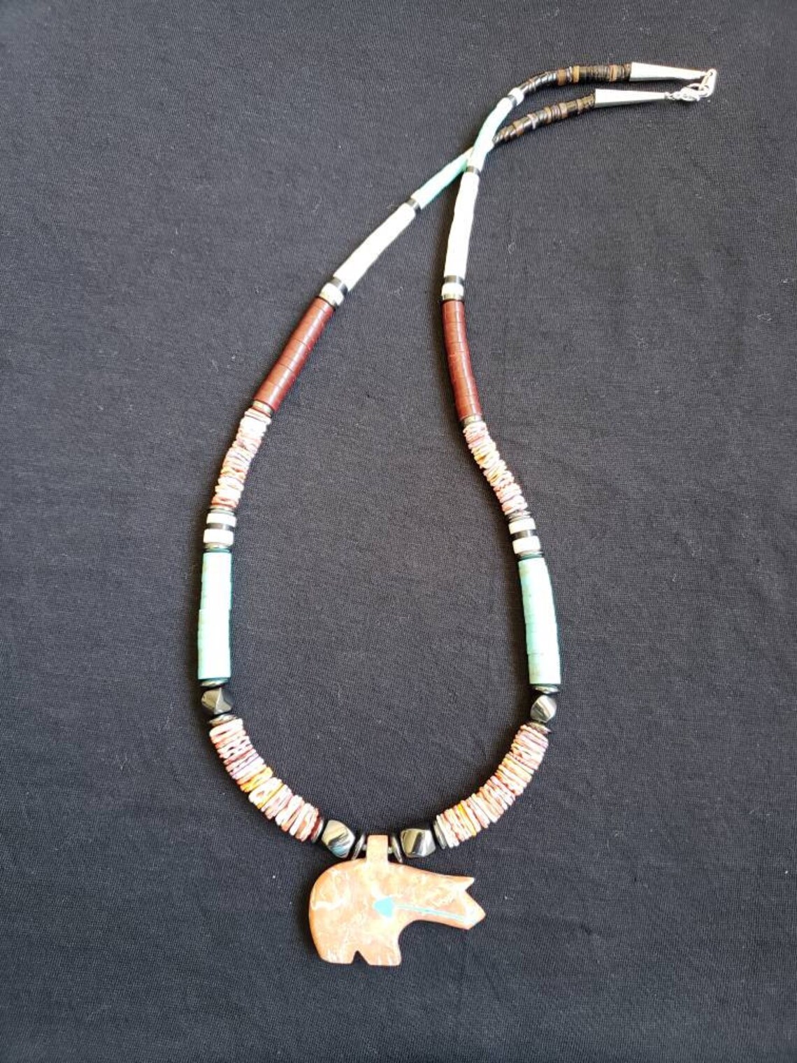 Hand Carved Zuni Bear Necklace Etsy