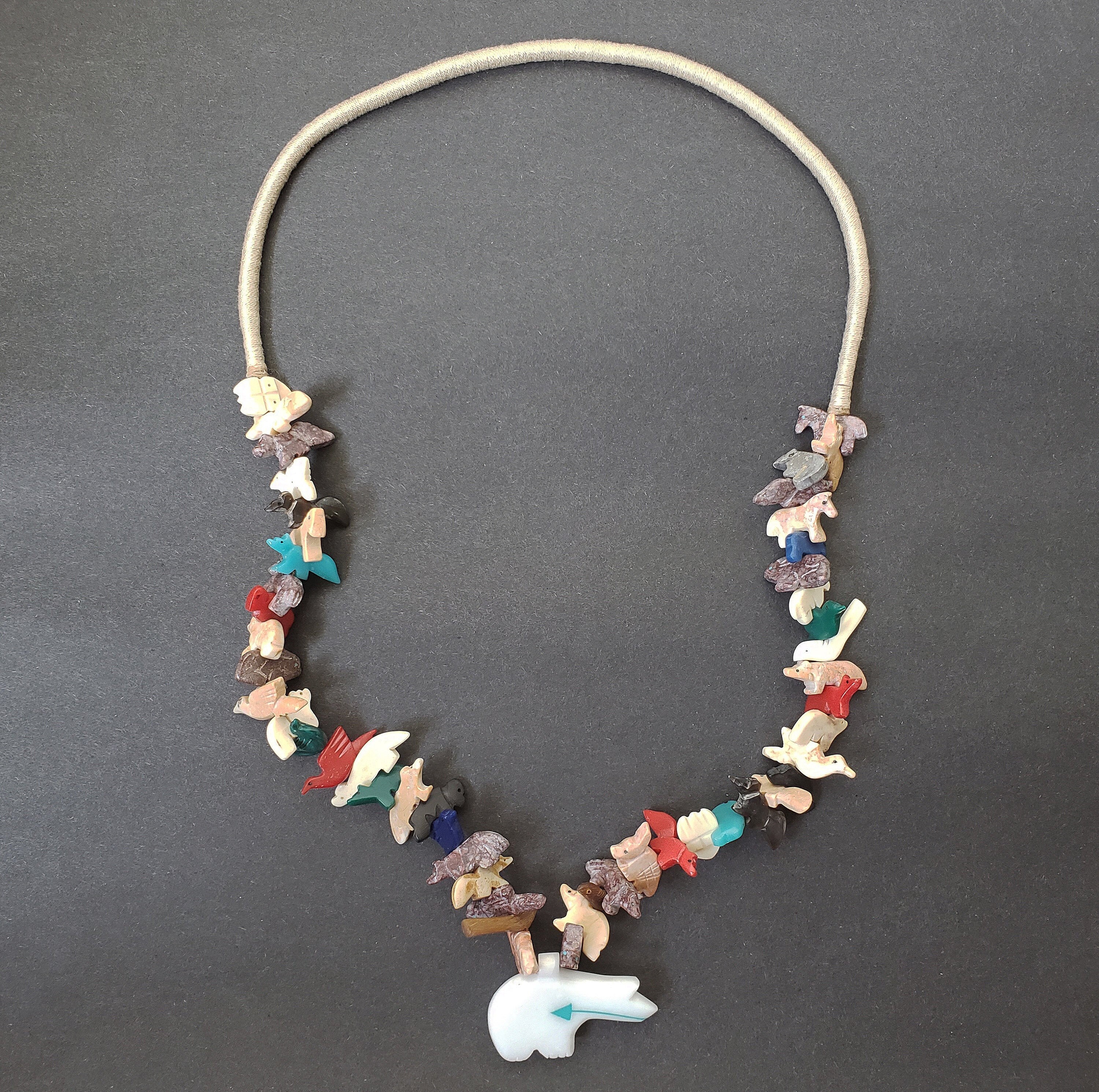 Hand Carved Zuni Bear With Mixed Animals Multicolored Fetish Etsy