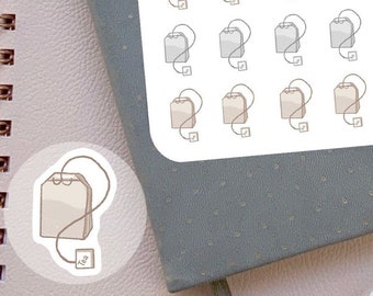 Tea stickers/ Planner stickers/ Tea bag stickers for planners and calendars/ Drink stickers/ Premium matte/ Glossy/ 20 stickers per sheet