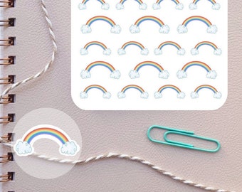 Rainbow Planner Stickers⎮ Rainbow Stickers for Planners Bullet Journals Scrapbooks⎮ Bright Rainbow and Cloud Decorative Stickers Sheet