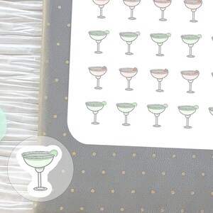 Pegatinas de Margarita / Pegatinas de planificador de gafas de Margarita / Pegatinas de cóctel / Pegatinas de alcohol / Pegatinas de mate / 30 pegatinas de corte Kiss por hoja
