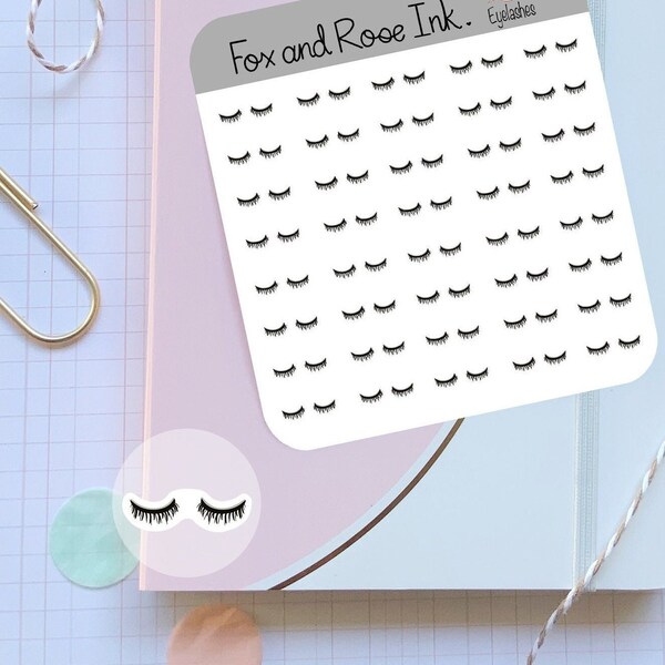 Eyelash extensions appointment planner stickers sheet/ Fake false eyelashes stickers for planners and calendars/ Lashes icon stickers matte