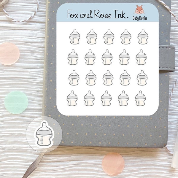 Baby stickers/ Planner stickers sheet/ Baby bottle icon stickers for planners and calendars/ 20 Matte kiss cut handmade stickers per sheet