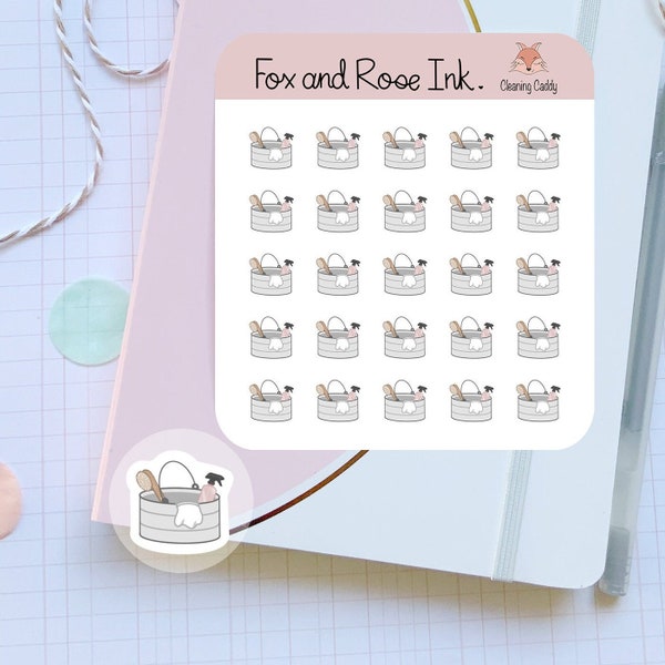 Cleaning Bucket Planner Stickers ⎮ Household Chores Cleaning Stickers for Planners and Calendars ⎮ Mini House Cleaning Routine Stickers