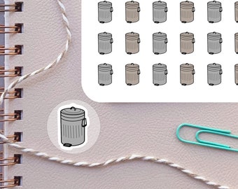 Trash Planner Stickers Trash Can Sticker Sheet Trash Day Stickers for Planner Garbage Stickers Sheet Garbage Can Icon Planner Stickers