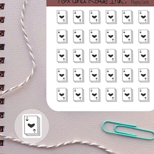 Playing cards stickers/ Planner stickers/ Deck of cards icons for planners and calendars/ Game night stickers/ 25 Stickers per sheet
