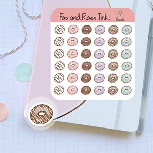 Donut Sticker Sheet Donut Planner Stickers Breakfast Stickers for Planners Bullet Journal Scrapbook Bakery Stickers Cute Dessert Stickers