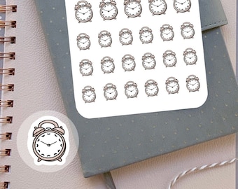 Clock stickers/ Planner stickers sheet/ Alarm clock stickers for planners and calendars/ 23 Matte kiss cut stickers per stickers sheet