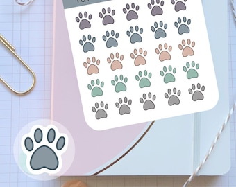Pet stickers/ Planner stickers/ Paw print stickers for planners/ Paw stickers sheet/ Matte or Glossy/ 25 Hand drawn icons per sheet