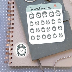 Alarm clock stickers/ Planner stickers/ Time stickers for planners calendars bullet journal/ Clock icon stickers/ 23 Hand drawn doodle icons
