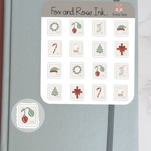 Christmas Stamp Planner Stickers⎮ Christmas Deco Stickers for Planners and Scrapbooks⎮ Holiday Bullet Journal Stickers⎮ Christmas Stickers