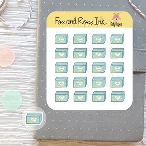 Baby stickers/ Planner stickers sheet/ Diaper icon stickers for planners and calendars/ 20 Matte kiss cut handmade stickers per sheet