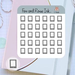 Ereader HOJA DE PEGATINAS ebook bookish icono de libro leer pegatinas de lectura para planificador calendario agenda bullet journal tracker erin condren eclp