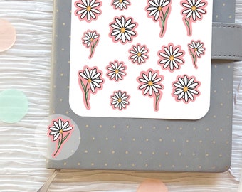Daisy Sticker Sheet Daisy Planner Stickers Cute Pink Aesthetic Flower Stickers For Scrapbooking Daisies Stickers for Journaling Floral Deco